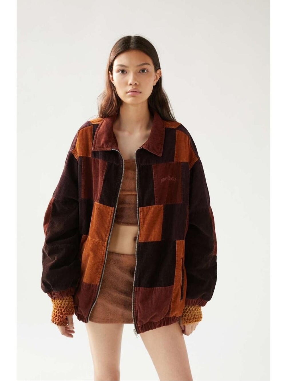 Urban Outfitters BDG Patchwork Corduroy Harrington Jacket in Brown Size M